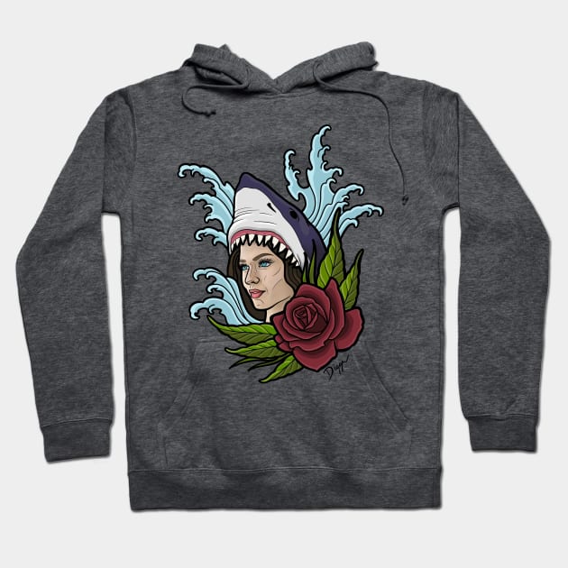 Shark Lady Head Hoodie by Digart